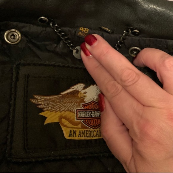 Rare Find VTG Harley Davidson Hand-Painted Insulated Leather Jacket, Size 48R - Picture 11 of 16